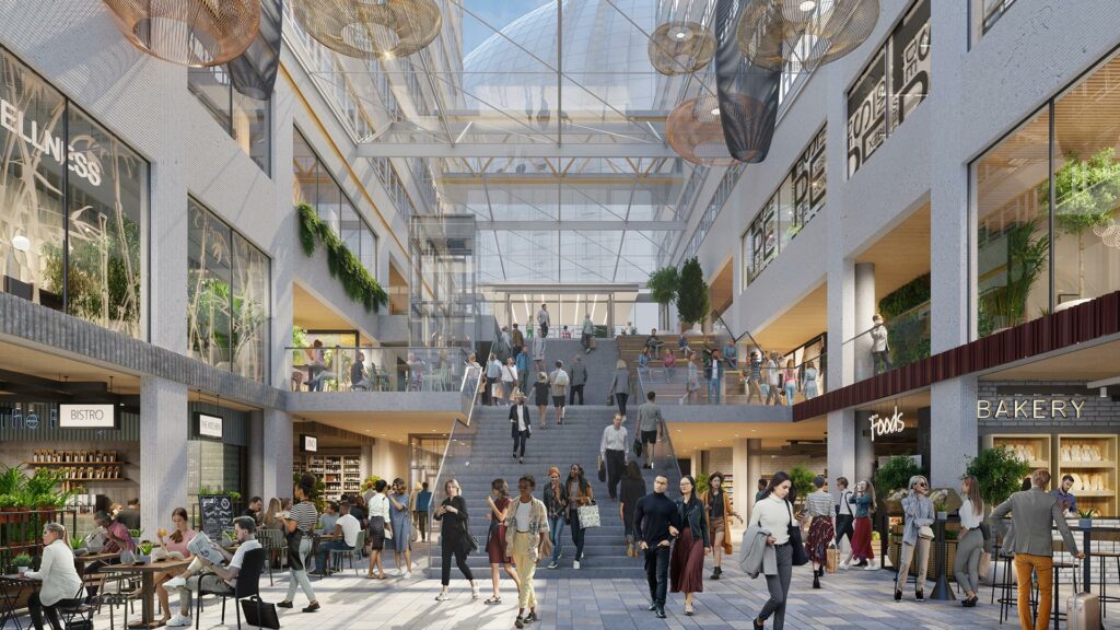 Visionsbild Globen Shopping i Söderstaden.