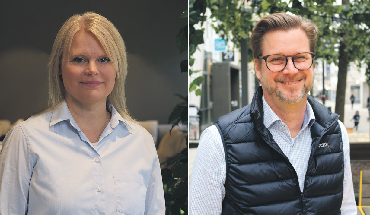 Helena Funck, hållbarhetschef, och Kristian Karlsson, teknisk chef på Corem.